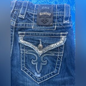 Rock Revival Jax Bootcut Embellished Flap Pocket Denim Jeans
